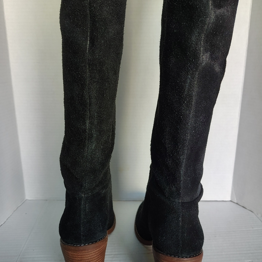 Madewell Jimi Over the Knee Suede Leather Boots Black 9.5 Stacked Heel Boots - Picture 9 of 17